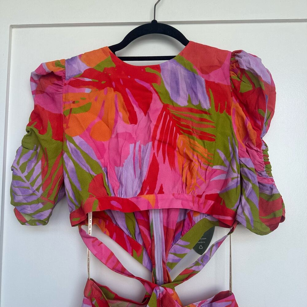 Farm Rio Colorful Leaves Cutout Midi Dress Small NWT - Picture 10 of 13